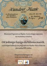 plakat wystawa czasowa Od jednego feniga do biliona marek, czyli hiperinflacja na pograniczu śląsko-łużyckim na początku XX wieku